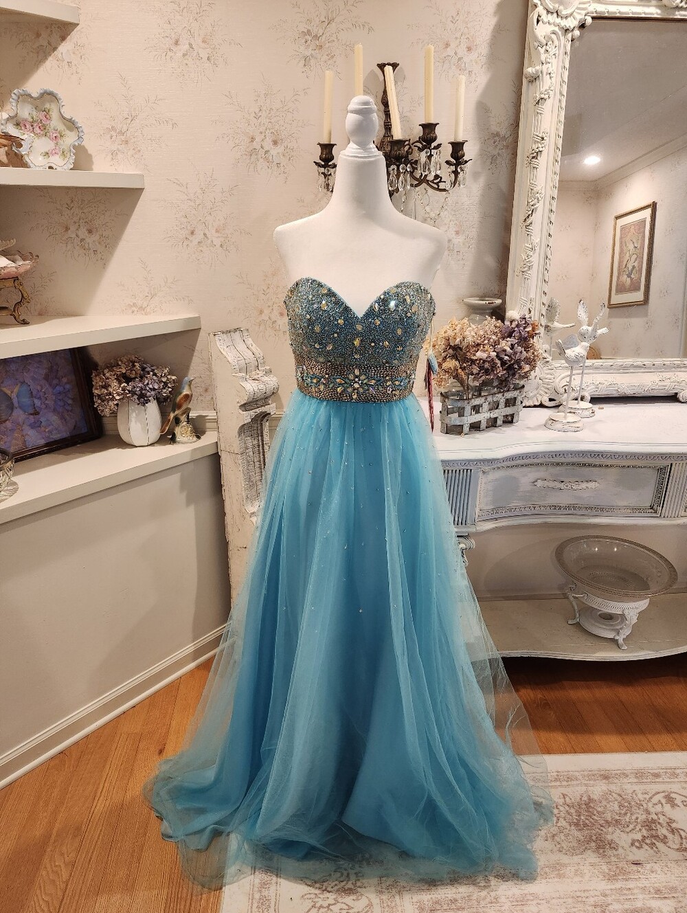 Turquoise MoriLee Pageant Evening Gown NWT M